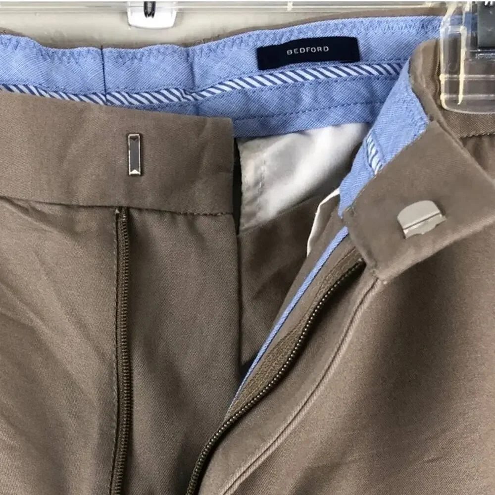 J. Crew Khaki Tan Chino Bedford Zip Hook Closure Pockets Workwear Dress Pants